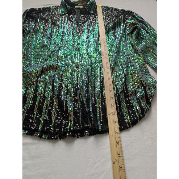 GeeGee Blouse Womens Medium Sequins Button Down Festival Glam Cocktail Night-out - Picture 6 of 9